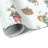 Papier Cadeau Whimsical Christmas Mouses Wrapping Paper (Coin rond)