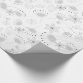 Papier Cadeau Whimsical Cute Floral and Bird Pattern on White (Coin)