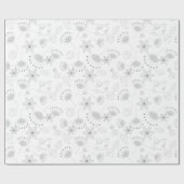 Papier Cadeau Whimsical Cute Floral and Bird Pattern on White (Plat)