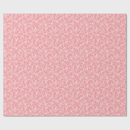 Papier Cadeau Whimsical Cute Pink White Bows Pattern Girly Gift (Plat)