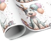 Papier Cadeau Whimsical Dog Watercolor Birthday Invitation (Coin rond)