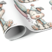 Papier Cadeau Whimsical Dog Watercolor Birthday Invitation (Coin rond)