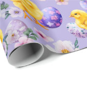 Papier Cadeau Whimsical Easter Chicks Wrapping Paper (Coin rond)