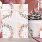 Papier Cadeau Whimsical flower fairy garden 3rd birthday 