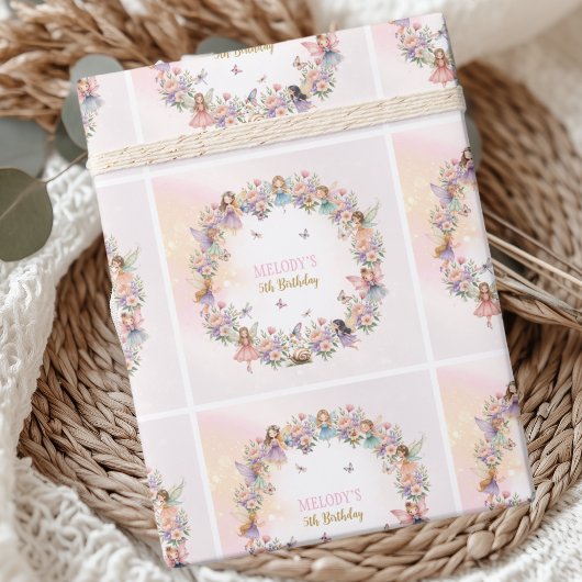 Papier Cadeau Whimsical flower fairy garden 5th birthday