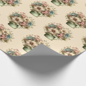 Papier Cadeau Whimsical Flowers in a Planter Pot Cute Pattern (Coin)