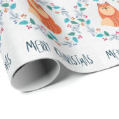 Papier Cadeau Whimsical Fox in Christmas Wreath (Coin rond)