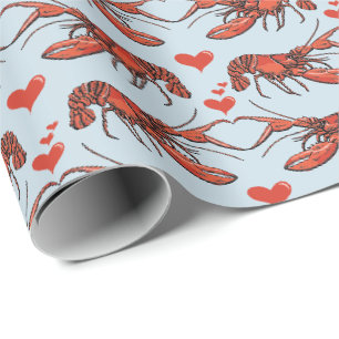 Papier Cadeau Whimsical French Blue Vous êtes My Lobster Romanti