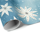 Papier Cadeau Whimsical Frosty Snowflakes & Stars Noël (Coin rond)