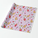 Papier Cadeau Whimsical Gingerbread Hommes et Christmas Candy<br><div class="desc">pain d'épice pour hommes et bonbons de Noël enveloppé,  en rouge,  violet,  vert et autres couleurs de vacances, </div>