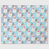 Papier Cadeau Whimsical Happy Snowmen dans Flurries à neige (Plat)