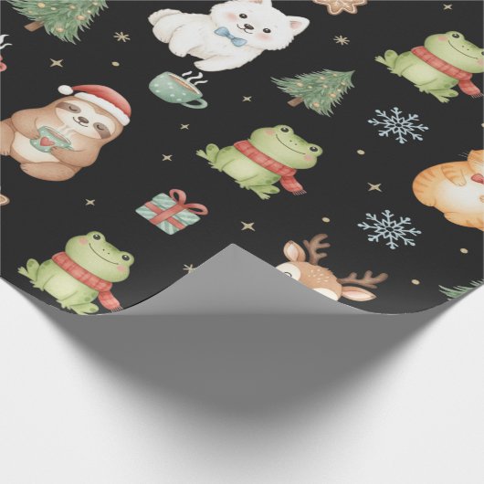 Papier Cadeau Whimsical Holiday Critters Festive Gift Wrap (Coin)