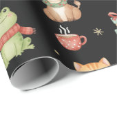Papier Cadeau Whimsical Holiday Critters Festive Gift Wrap (Coin rond)