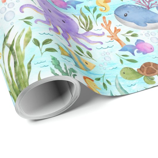 Papier Cadeau Whimsical Marine Friends - Un magnifique paysage m (Coin rond)