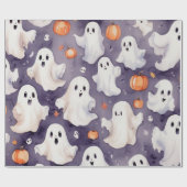 Papier Cadeau Whimsical mignon fantôme halloween délice aquarell (Plat)