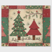 Papier Cadeau Whimsical Modern Red & Green Christmas Floral  (Plat)