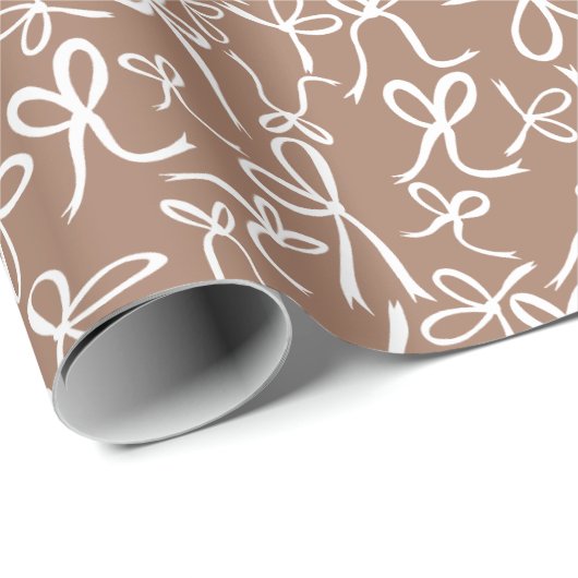 Papier Cadeau Whimsical mou blanc Choco Bows Motif Hanoukka (Coin rond)