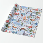 Papier Cadeau Whimsical Nordic Hygge Christmas Village Pastel<br><div class="desc">Voici notre papier d'enveloppement Whimsical Village de Noël - une étoffe de charme nordique et d'esthétique scandinave Hygge. Transformez votre cadeau de vacances en une expérience magique avec ce papier d'emballage irrésistiblement mignon et enchanteur. Imaginez un village de Noël serein baigné de douces couleurs pastel, principalement bleu clair, inspiré par...</div>