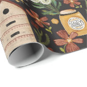 Papier Cadeau Whimsical Painted Bee Hives Honey (Coin rond)