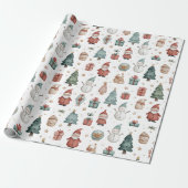 Papier Cadeau Whimsical Pastel Christmas Pattern Wrapping Paper (Déroulé)