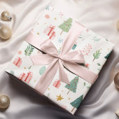 Papier Cadeau Whimsical Pastel Christmas Pattern Wrapping Paper