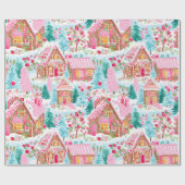 Papier Cadeau Whimsical Pastel Pink Gingerbread Dream Noël (Plat)
