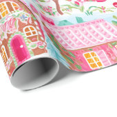 Papier Cadeau Whimsical Pastel Pink Gingerbread Dream Noël (Coin rond)