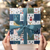 Papier Cadeau Whimsical Patchwork Christmas 