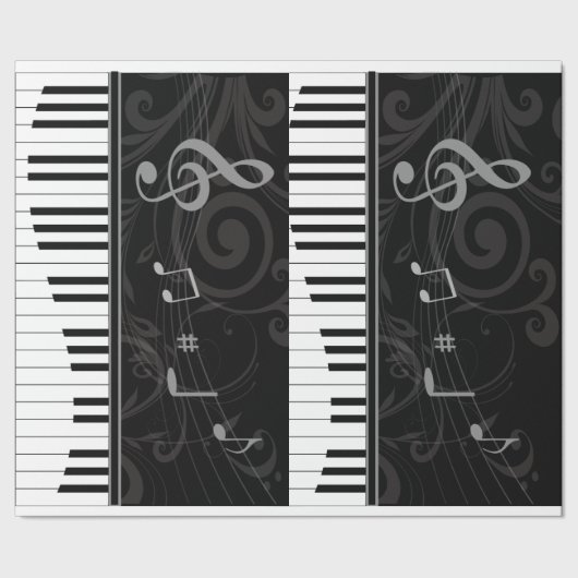 Papier Cadeau Whimsical piano and musical notes (Couture)