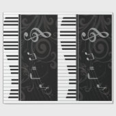 Papier Cadeau Whimsical piano and musical notes (Plat)