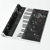 Papier Cadeau Whimsical piano and musical notes (Déroulé)
