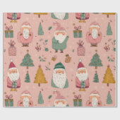 Papier Cadeau Whimsical Pink Santa (Plat)