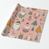 Papier Cadeau Whimsical Pink Santa (Déroulé)