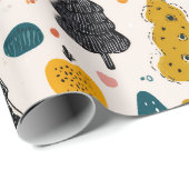 Papier Cadeau Whimsical Retro Tree (Coin rond)