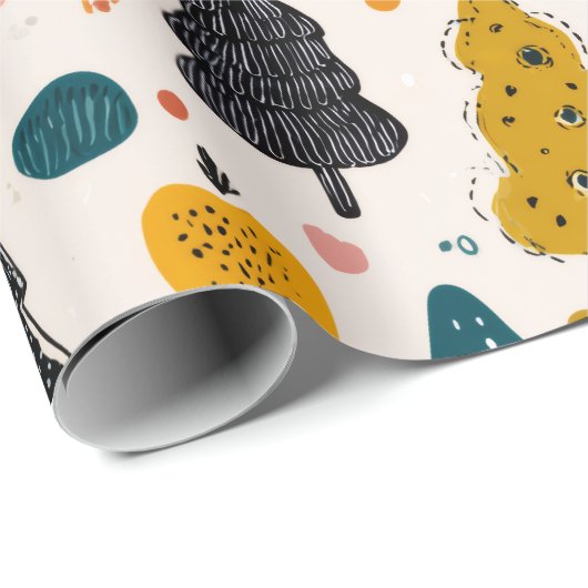 Papier Cadeau Whimsical Retro Tree (Coin rond)