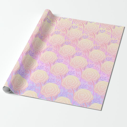 Papier Cadeau Whimsical Roses colorés 2 (Déroulé)