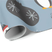 Papier Cadeau Whimsical Santa and Penguin Christmas Pattern (Coin rond)