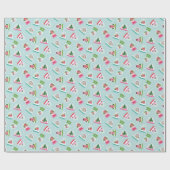 Papier Cadeau Whimsical Snow Globes in Aqua Blue Pattern (Plat)