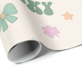 Papier Cadeau Whimsical St Patrick’s Day Rainbow & Shamrock (Coin rond)