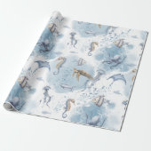 Papier Cadeau Whimsical Underwater World - Sea Creats Motif (Déroulé)