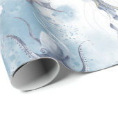 Papier Cadeau Whimsical Underwater World - Sea Creats Motif (Coin rond)