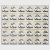 Papier Cadeau Whimsical Vintage Car Mariage Félicitations (Plat)