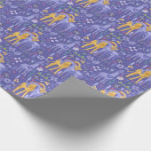 Papier Cadeau Whimsical violet Turquoise Giraffes Jaunes Motif (Coin)