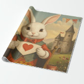 Papier Cadeau Whimsical White Rabbit Hearts Enchanted Wonderland (Déroulé)