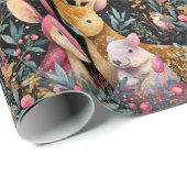 Papier Cadeau Whimsical Wild Animals Christmas Wrapping Paper (Coin rond)