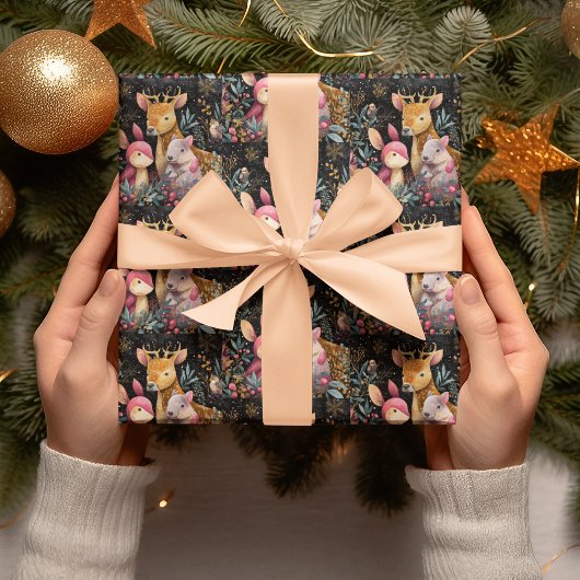 Papier Cadeau Whimsical Wild Animals Christmas Wrapping Paper