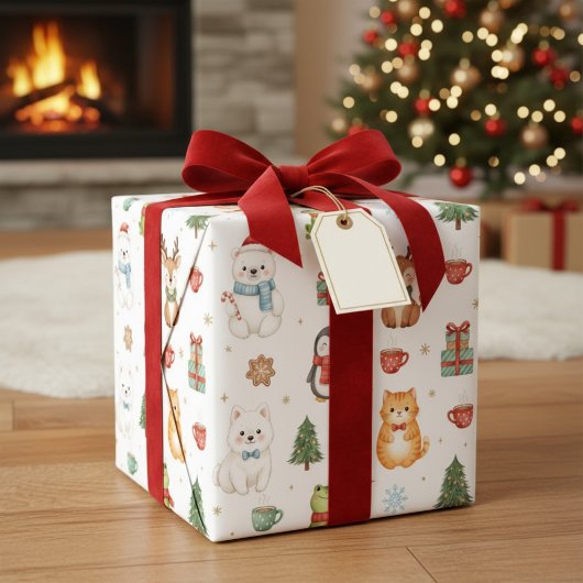 Papier Cadeau Whimsical Winter Critters Christmas Wrapping Paper