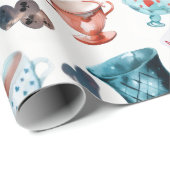 Papier Cadeau Whimsical Wonderland Tea Party Pattern (Coin rond)