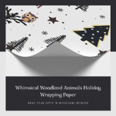 Papier Cadeau Whimsical Woodland Animaux Vacances Papier d'envel