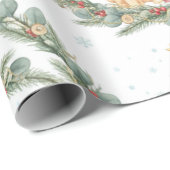 Papier Cadeau Whimsical Woodland Christmas Animals  (Coin rond)